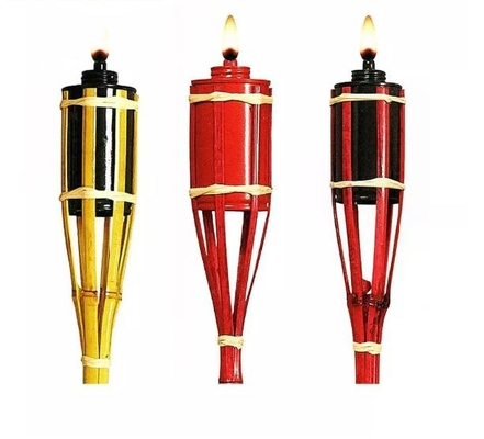Yard Garden Outdoor Bamboo Tiki Torch Dengan Tabung Minyak Pengganti yang Dapat Diisi Ulang