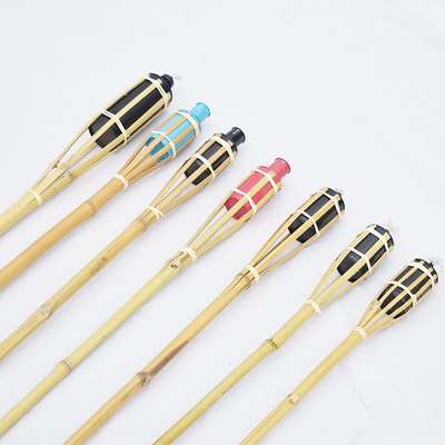 Outdoor Bambu Alami Tiki Torch Yard Deck Dekorasi Taman Mainan Berwarna-warni untuk Anak-anak