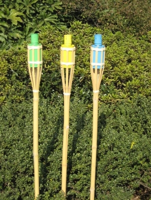 Outdoor Bambu Alami Tiki Torch Yard Deck Dekorasi Taman Mainan Berwarna-warni untuk Anak-anak