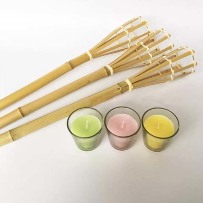 115cm Taman Bambu Tiki Torch Tenunan Tangan Obor Pesta Bambu
