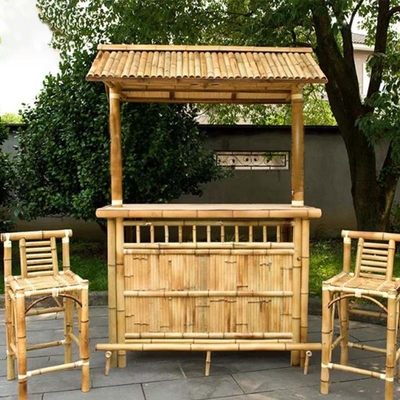 Varnish Painting Bamboo Tiki Bars Dengan Counter Beverage Table Foldable Beach Bars