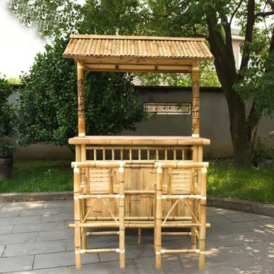 Varnish Painting Bamboo Tiki Bars Dengan Counter Beverage Table Foldable Beach Bars