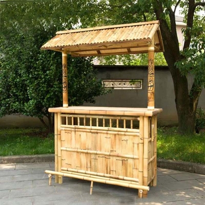 Varnish Painting Bamboo Tiki Bars Dengan Counter Beverage Table Foldable Beach Bars