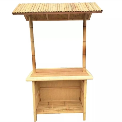 Bamboo Beach Tiki Bar Dengan Rak Botol Minum Kursi Bambu Dengan Dukungan Belakang