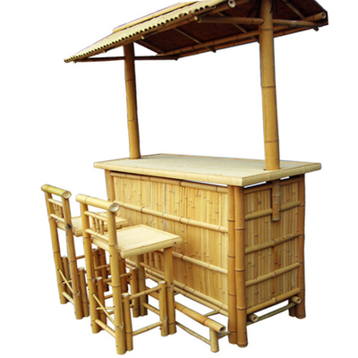 Bamboo Beach Tiki Bar Dengan Rak Botol Minum Kursi Bambu Dengan Dukungan Belakang