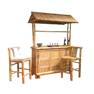 220x160cm Tiki Bar Bamboo Bench Bar Dengan Kursi Atap Tahan Air Luar Ruangan