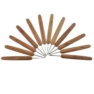 Gagang Bambu Kait Rajut Set Jarum Rajut Aksesoris Jahit Kepala Stainless Steel