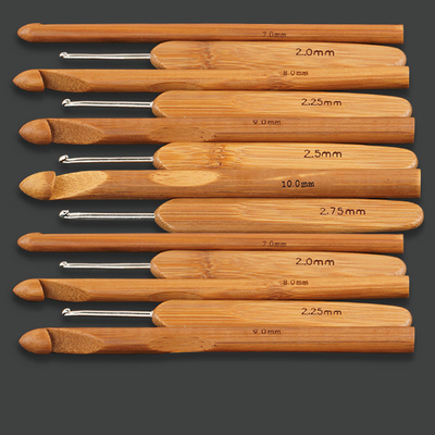 Gagang Bambu Kait Rajut Set Jarum Rajut Aksesoris Jahit Kepala Stainless Steel