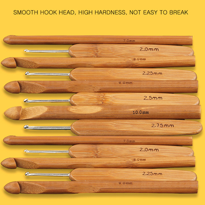 Gagang Bambu Kait Rajut Set Jarum Rajut Aksesoris Jahit Kepala Stainless Steel