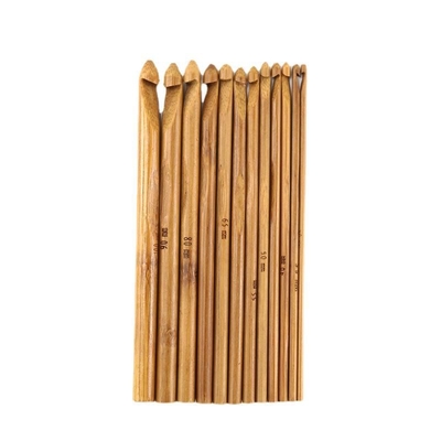 Hadiah Buatan Tangan Kait Rajutan Kayu Bambu Set Permukaan Halus Ringan