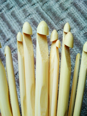 Hadiah Buatan Tangan Kait Rajutan Kayu Bambu Set Permukaan Halus Ringan