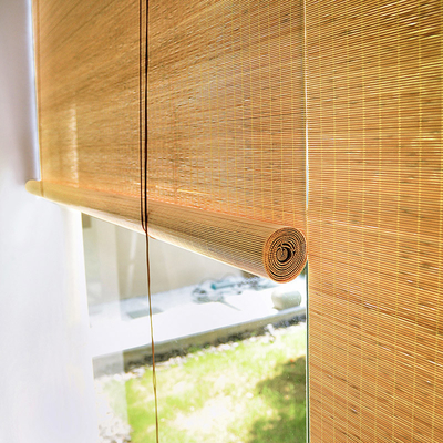 Privasi Dalam Ruang Bamboo Roller Blind Dengan Lift, Anti UV Waterproof Bamboo Curtains
