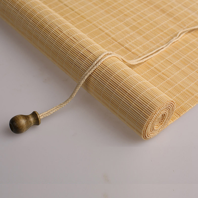 Hand Made 1.5m Tinggi Natural Bamboo Roller Blinds Naungan Dekorasi Kontrol Surya