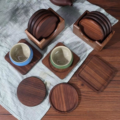 Coaster Bambu Kosong Berpori Kecil Untuk Baki Pot Tanaman Sukulen 3,2 Inch