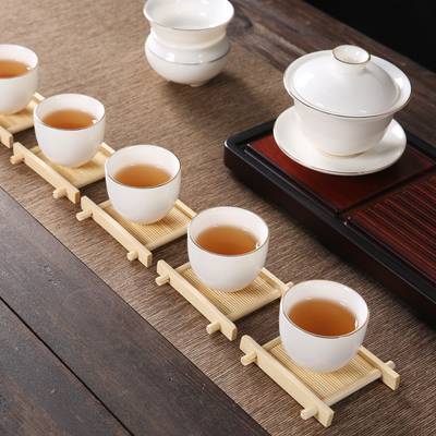 6 Buah Set Tatakan Gelas Bambu Bulat Tahan Jamur Tatakan Cangkir Kopi Tikar