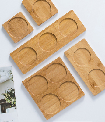 6 Pack 9cm Bambu Coaster Bentuk Bulat Laser Logo Bar Home Cup Coaster