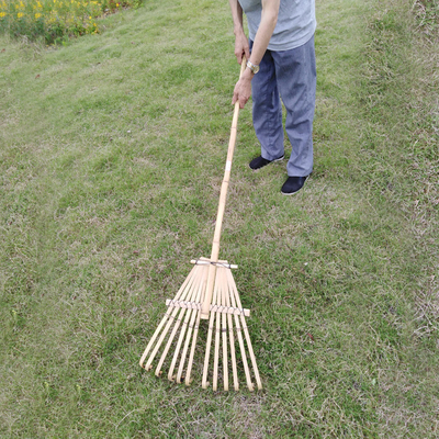 9 Tine 120cm Bamboo Rake Buatan Tangan Ramah Lingkungan Garden Rakes Garu