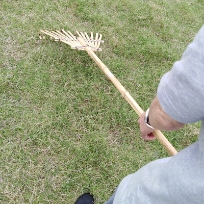 11 Tine 145cm Bamboo Rake Handmade Rustless Garden Rakes Garu