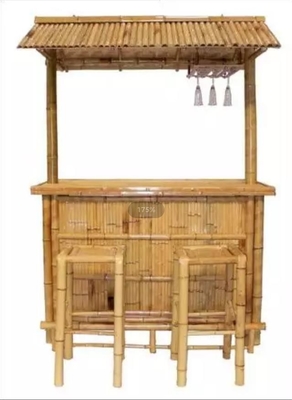Tiki Bar Patio Outdoor Bar, Set Bambu Pulau Tiki Bar Dengan Palapa Atas Dan Ruang penyimpanan Untuk Taman Patio Luau Party Bazaar