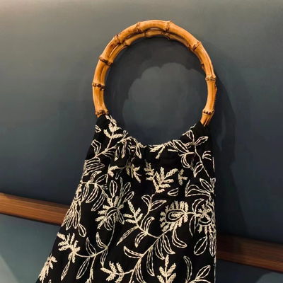 Round dan Half Round Bambu Tas Handle Dengan Akar Bambu Untuk Tas Wanita