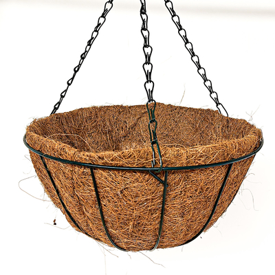 Penanaman Gambut Kelapa Gantung Outdoor Metal Wire Baskets Dengan Coco Liner Gantung Pot Untuk Tanaman Dalam Ruang