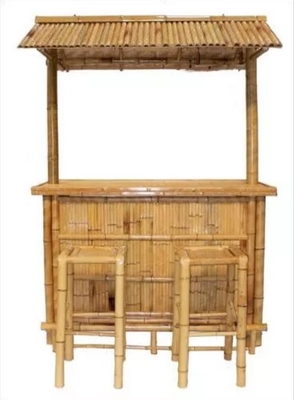 Bamboo Beach Tiki Bar Dengan Rak Botol Minum Kursi Bamboo Dengan Dukungan Belakang