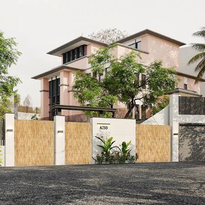 Lingkungan Ramah Alam Gunting Kayu Ringan Berat Lampu Willow Screen untuk privasi taman 180x150cm