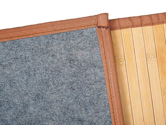 Karpet lantai bambu buatan tangan dengan campuran poliester tahan lama dan desain tenunan datar untuk ruang tamu dan pintu masuk