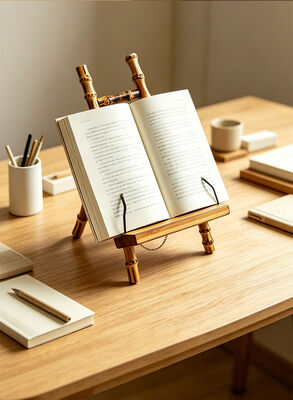 Stand Desktop Bambu Alam dengan Fungsi 3-in-1 untuk Melihat Hands-Free dari Tablet Ponsel dan Buku