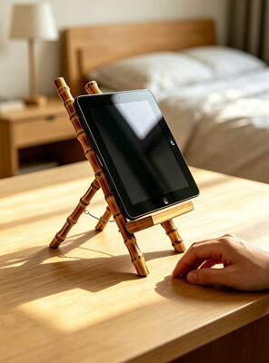 Stand Desktop Bambu Alam dengan Fungsi 3-in-1 untuk Melihat Hands-Free dari Tablet Ponsel dan Buku