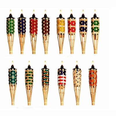 Obor Bambu Alami untuk Berkemah di Luar Ruangan, Dekorasi Pesta Kebun, Obor Api Ramah Lingkungan Buatan Tangan, Tahan Air